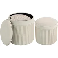 Homcom Sitzhocker mit Stauraum Polyester 36 x 42 x 36 cm Cremeweiß