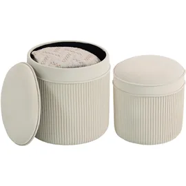 Homcom Sitzhocker mit Stauraum Polyester 36 x 42 x 36 cm Cremeweiß