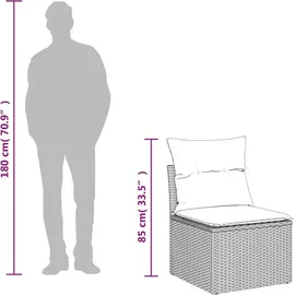 vidaXL Gartensofa-Set mit Kissen, grau, Polyrattan