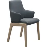 Polsterstuhl STRESSLESS "Laurel", blau (atlantic blau batick, walnuss), B:58cm H:92cm T:59cm, Leder BATICK: BATICK ist ein leicht korrigiertes, durchgefärbtes und genarbtes Möbelleder, bei dem die meisten Unebenheiten und Spuren in der Regel entfernt wurden., Stühle, Low Back mit Armlehne, Größe L, mit abgerundeten Beinen in Walnuss