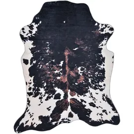 Gino Falcone Kuhfell Teppich & Kunstfell, Rinderfell Imitat, Kuhmotiv, Fellform | 70x 90 cm | Schwarz/Weiß Emilia