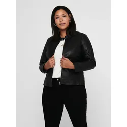 Lederimitatjacke ONLY CARMAKOMA "CARROBBER FAUX LEATHER JACKET NOOS", Damen, Gr. 52, schwarz, Web, Obermaterial: 100% Viskose, unifarben, casual, Langarm, Jacken