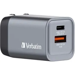 Verbatim GaN Charger 35 W, 2 Ports USB-C Ladegerät, Power Adapter mit USB-C und USB-A