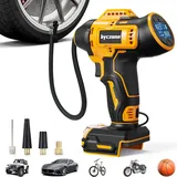 Reifenfüller, kompatibel mit Dewalt 20 V max. Akku, 160 PSI kabelloser Luftkompressor mit 12 V DC Auto-Adapter, LCD-Digital-Manometer für Auto, Fahrrad, Sportball (ohne Batterie)