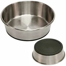 Kerbl Pet Edelstahlnapf, Futternapf, Fressnapf, rund, Silber/schwarz, Ø22x6,8cm, 1600ml, Edelstahl, rutschfest