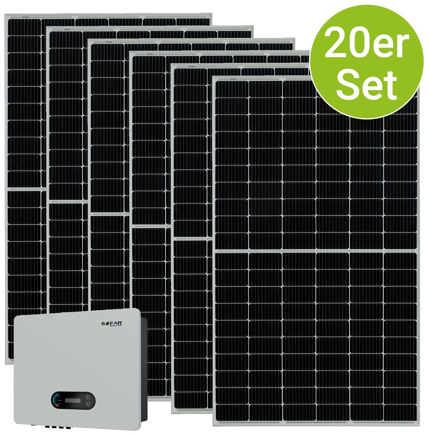 Juskys Solaranlage Set 7500 Watt Photovoltaik Anlage 20 Module, Wechselrichter - WLAN, Bluetooth