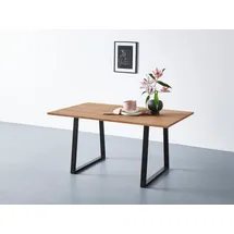 Andas Esstisch, Tischplatte aus massiver Eiche, FSC®- Massivholz, Gestell aus Metall