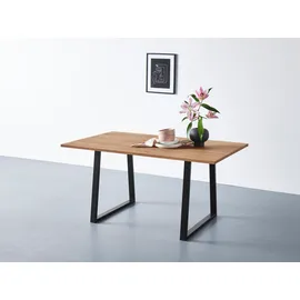 Andas Esstisch, Tischplatte aus massiver Eiche, FSC®- Massivholz, Gestell aus Metall
