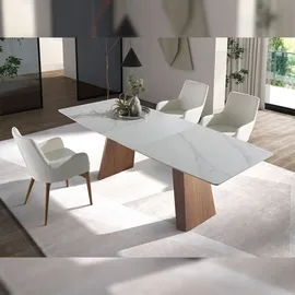 ac angel cerda Angel Cerdá Ausziehbarer Esstisch ovales Fass Porzellanmarmor aus Walnuss 1134