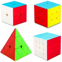SISYS 4 Pack Zauberwürfel Set Speed Cube 2x2x2 + 3x3x3 + 4x4x4 + Pyraminx Pyramide Magic Puzzle Cubes Würfel Aufkleberlos Speedcube 3D Puzzle Spiele für Kinder Erwachsene