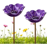 2/3 Stück Vogeltränke Blume, Metall Blumen Gartenstecker Vogeltränke, Dekorative Bienentränke für den Garten, Insektentränke Garten für Vögel, Bienen, Schmetterlinge (2 Stück-A)