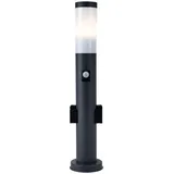 GLOBO LED Sockelleuchte, Bewegungsmelder, 2x Steckdose, Edelstahl
