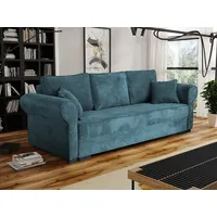 MIRJAN24 Schlafsofa Olimpia Cord, mit Schlaffunktion und Bettkasten, Freistehendes Sofa, 3 Sitzer, Kissen Set grün