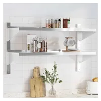 VidaXL Wandregal mit 2 Böden 100x40x60 cm Silbern Edelstahl
