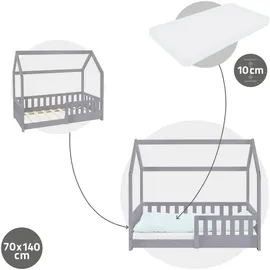 ML-Design Hausbett ML-Design 70 x 140 cm Kiefer grau