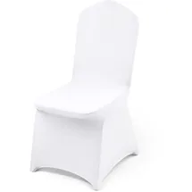 Vevor Stuhlhussen aus Elastischem Spandex für Klappstühle, Universell Passender Stuhlbezug, Abnehmbare & Waschbare Schonbezüge, für Hochzeiten, Feiertage, Feiern, Essen (100 Stück, Weiß)