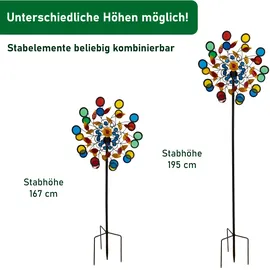 Lemodo Windrad Garten Metall 213 cm Bunt