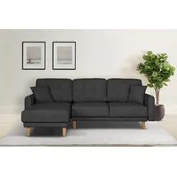 Home Affaire Ecksofa HOME AFFAIRE Triplo, Zierkissen, Schlaffunktion, B/T/H: 234/164/89 cm, L-Form" Sofas Gr. B/H/T: 234 cm x 89 cm x 164 cm, Samtoptik, Recamiere links, ohne Bettfunktion-ohne Bettkasten, schwarz Ecksofas