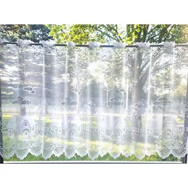 Stickereien Plauen Scheibengardine STICKEREIEN PLAUEN "Häuschen" Gr. 6, weiß, B:200cm H:50cm, Polyester, Gardinen