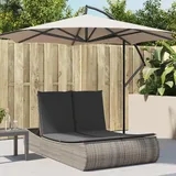 Festnight Doppel Sonnenliege 2 Personen mit Auflagen Garten Doppelliege Outdoor Liege Garten Rattan Gartenliege Wetterfest Gartenbett Sonnenbett Lounge Liege Outdoor Liegestuhl Rattanliege