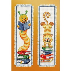 Lesezeichen Bücherwurm/Katze", 2er-Set