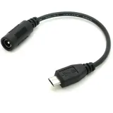 Sertronics Adapterkabel Hohlstecker Buchse 5,5x2,1mm - Micro USB B Stecker schwarz 15cm