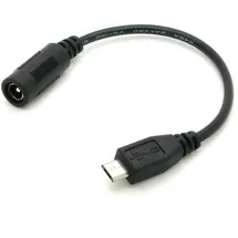 Sertronics Adapterkabel Hohlstecker Buchse 5,5x2,1mm - Micro USB B Stecker schwarz 15cm