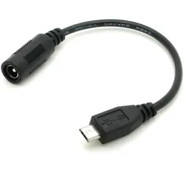 Sertronics Adapterkabel Hohlstecker Buchse 5,5x2,1mm - Micro USB B Stecker schwarz 15cm