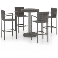 vidaXL 5-tlg. Gartenbar-Set Poly Rattan Grau