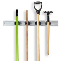 Relaxdays Gerätehalter Wandhalterung, Werkzeughalter für Wand, Ordnungsleiste Metall, Gartengeräte,