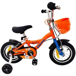 Makani Kinderfahrrad 12 Zoll Bentu Stützräder, Klingel, Korb, sportliches Design orange