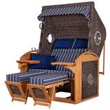 deVries PURE® Strandkorb deVries PURE® Sailor XL - PE stone grey - Dessin 236, BxTxH: 135x90x165 cm, Halblieger, Ostsee-Strandkorb, feines Teakholz - inkl. Rückholfeder und Schutzhülle grau