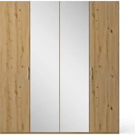 Set One by Musterring Drehtürenschrank "Henderson", braun (eiche artisan), B:201cm H:223cm T:60cm, Holzwerkstoff, SET ONE BY MUSTERRING, Schränke, Drehtürenschrank, mit Spiegel, in 2 Breiten, inkl. Fachböden und Kleiderstangen