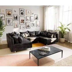 Wohnlandschaft Clovis Anthrazit Antik Optik Modulsofa