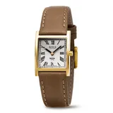 Boccia Titanium Boccia 3360-02 Titan Damenuhr mit braunem Lederband Vergoldet Saphirglas