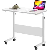 NUODWELL Computertisch Höhenverstellbar Laptoptisch Computertisch mit Rollen, 80 * 40cm, Breite 80 cm weiß