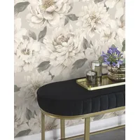 Rasch Textil Papiertapete Tapete Blumen Floral 53 x 1005 Cm Rasch Selection Grau