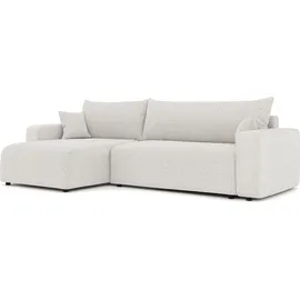 idohome Ecksofa 3-Sitzer mit Schlaffunktion und Bettkasten Beige