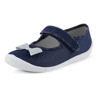 Ladeheid Kinder Mädchen Hausschuhe LARW007 (Dunkelblau Weiß Schleifchen, 27