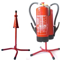Brandengel® Universalständer gerade Rohrstahl in rot mit X - Fuß und montierten Halter freistehender Ständer geeignet für 2 Feuerlöscher der Größe 6/9/12 kg/L