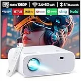 Beamer mit WiFi Bluetooth, Mini Outdoor/Home Video Beamer, Full HD Native 1080P Tragbarer Projektor 4K Heimkino 18000 Lumen, Kompatibel mit iPhone/Android