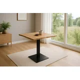 Bistrotisch Baumkante massiv 80 x 80 cm Akazie naturfarben lackiert Säulengestel