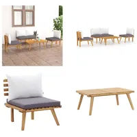 vidaXL 4 tlg. Garten Lounge Set mit Auflagen Massivholz Akazie - Gartenmöbel-Set - Gartenmöbel-Sets - Gartensofa - Gartensofas - Braun