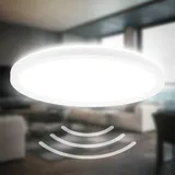 B.K.Licht - LED Panel Ø29 cm 18W, 2400lm, Bewegungsmelder, IP44, Neutralweiß, Weiß