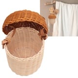 Jeanoko Rattan-Aufbewahrungskorb für Kinder, Handgewebt, Dekorativer Korb in Eichelform, Wandbehang, Bauernhaus-Dekoration für und Mädchen, Fotografie-Requisiten(Große