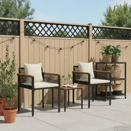 vidaXL Gartenmöbel Set 3-tlg. Schwarz