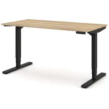 Assmann Electronic ASSMANN Schreibtisch Eiche Artisan, Schwarz, Metall, 140x127x70 cm, Arbeitszimmer, Schreibtische, Bürotische