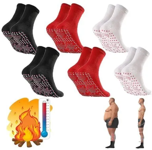 Chaussette de santé Amincissante en Tourmaline , Chaussettes de Mise en Forme Auto-chauffantes d'acupression en Tourmaline, (6pairs)