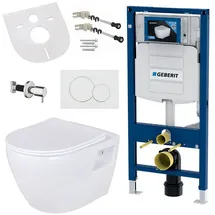 Geberit Hänge Wand WC mit WC-Sitz Weiß spülrandlos