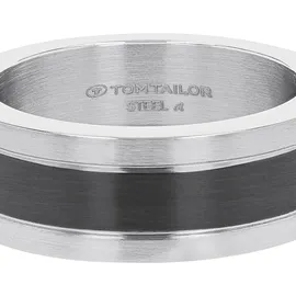 Tom Tailor Ring Edelstahl, IP schwarz in bicolor | Gr.: 62